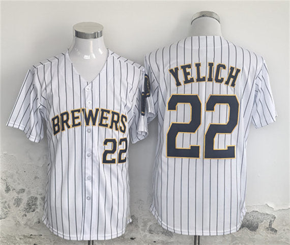 Milwaukee Brewers #22 Christian Yelich White Alternate Limited Stitched Baseball Jersey baseball jersey product view 1
