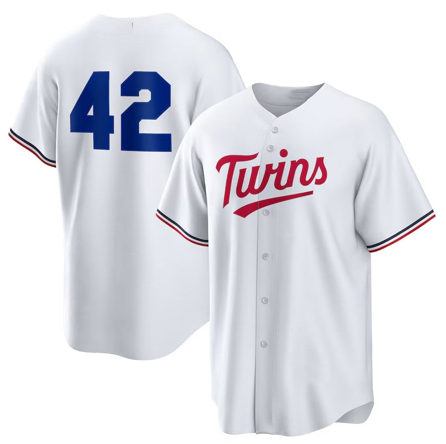 Minnesota Twins Home 2025 Jackie Robinson Day Replica Jersey - White Stitched Baseball Jersey baseball jersey product view 1