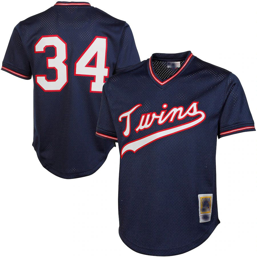 Minnesota Twins #34 Kirby Puckett Navy 1985 Authentic Cooperstown Collection Mesh Batting Practice Jersey Baseball Jerseys baseball jersey product view 1