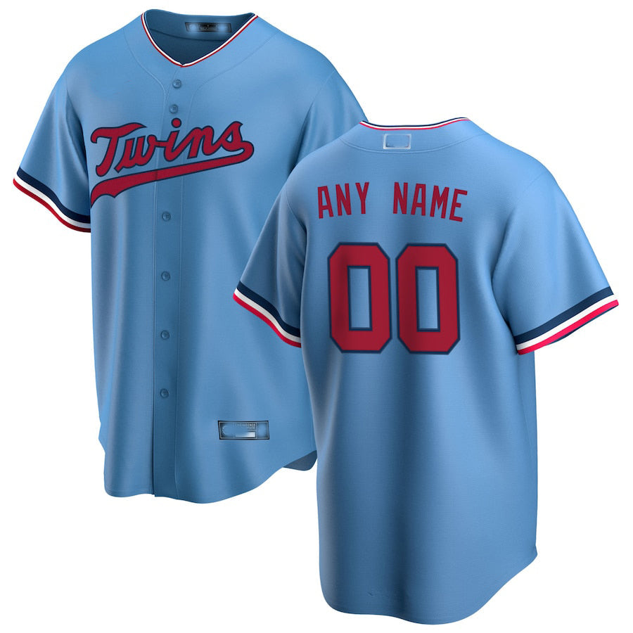 Custom Minnesota Twins Light Blue Alternate Replica Custom Jersey Baseball Jerseys baseball jersey product view 1