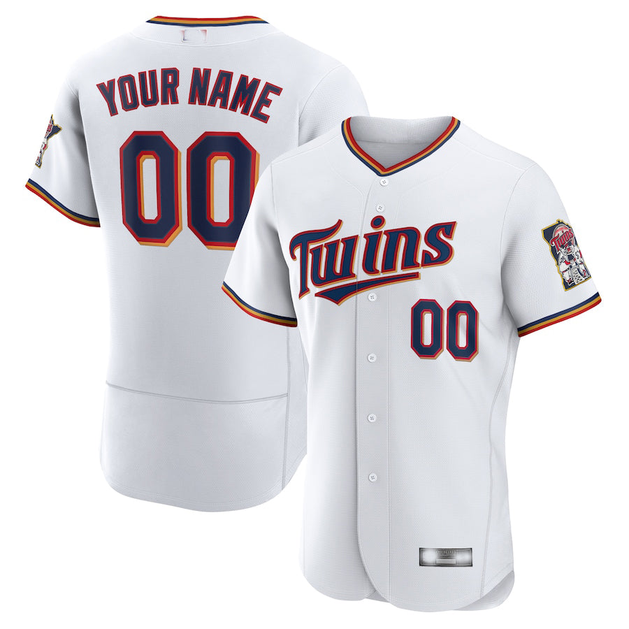 Custom Minnesota Twins White Home Authentic Custom Patch Jersey Baseball Jerseys baseball jersey product view 1