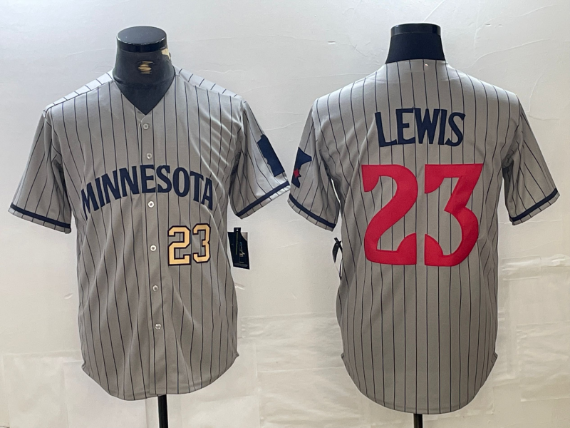 Minnesota Twins #23 Royce Lewis Number 2023 Grey Home Team Cool Base Stitched Baseball Jersey baseball jersey product view 1