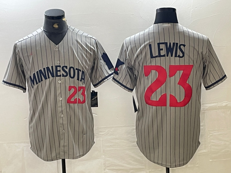 Minnesota Twins #23 Royce Lewis Number 2023 Grey Home Team Cool Base Stitched Baseball Jersey baseball jersey product view 1