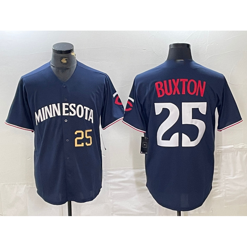 Minnesota Twins #25 Byron Buxton Number 2023 Navy Blue Cool Base Stitched Jerseys baseball jersey product view 1