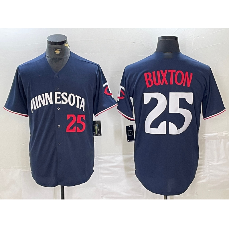 Minnesota Twins #25 Byron Buxton Number 2023 Navy Blue Cool Base Stitched Jerseys baseball jersey product view 1