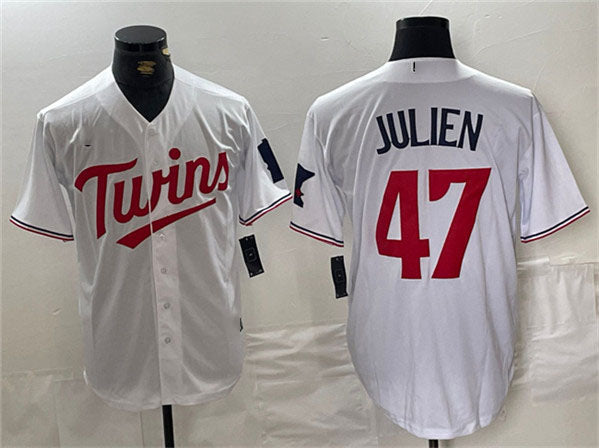 Minnesota Twins #47 Edouard Julien White Cool Base Stitched Baseball Jersey baseball jersey product view 1