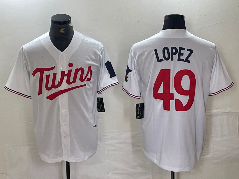 Minnesota Twins #49 Pablo Lopez White Stitched Cool Base Jersey Baseball Jersey baseball jersey product view 1