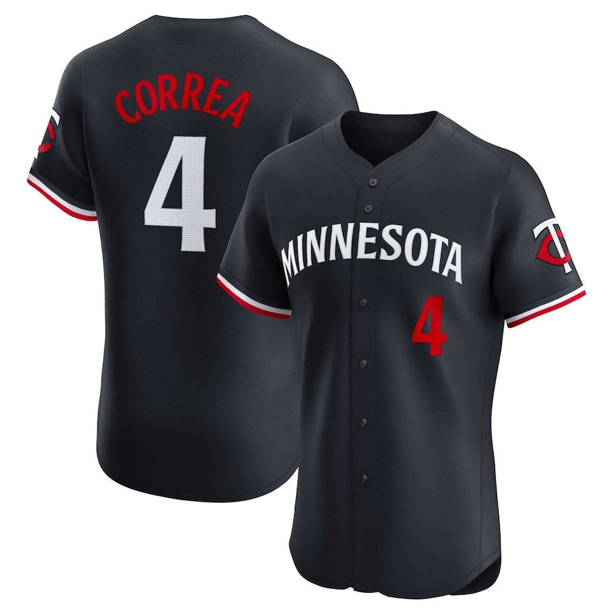 Minnesota Twins #4 Carlos Correa Alternate Elite Player Jersey - Navy Stitched Baseball Jersey baseball jersey product view 1