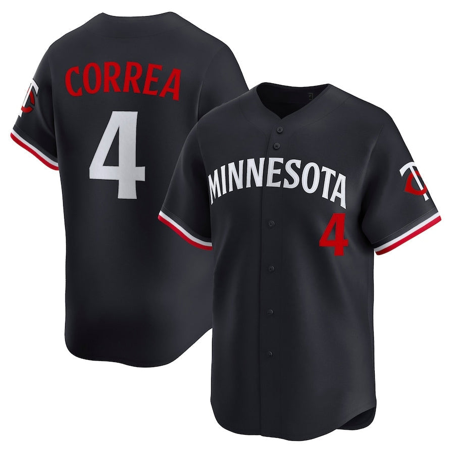 Minnesota Twins #4 Carlos Correa Alternate Limited Jersey - Navy Stitched Baseball Jersey baseball jersey product view 1