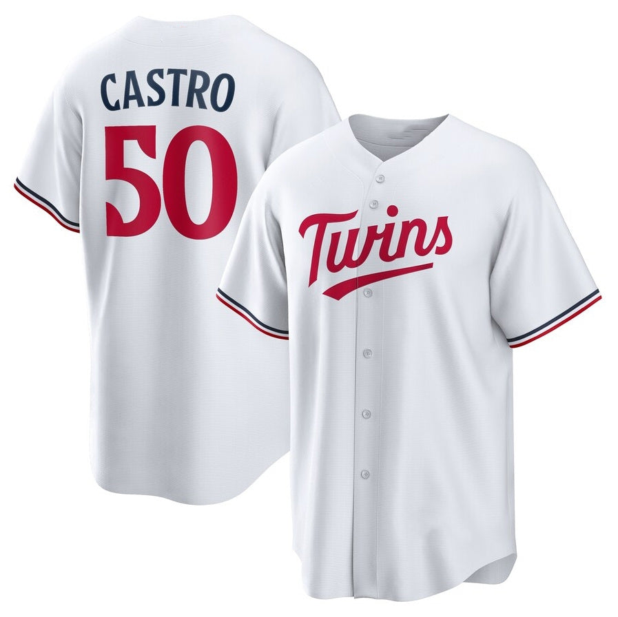 Minnesota Twins #50 Willi Castro Home Replica Jersey - White Stitched Baseball Jersey baseball jersey product view 1