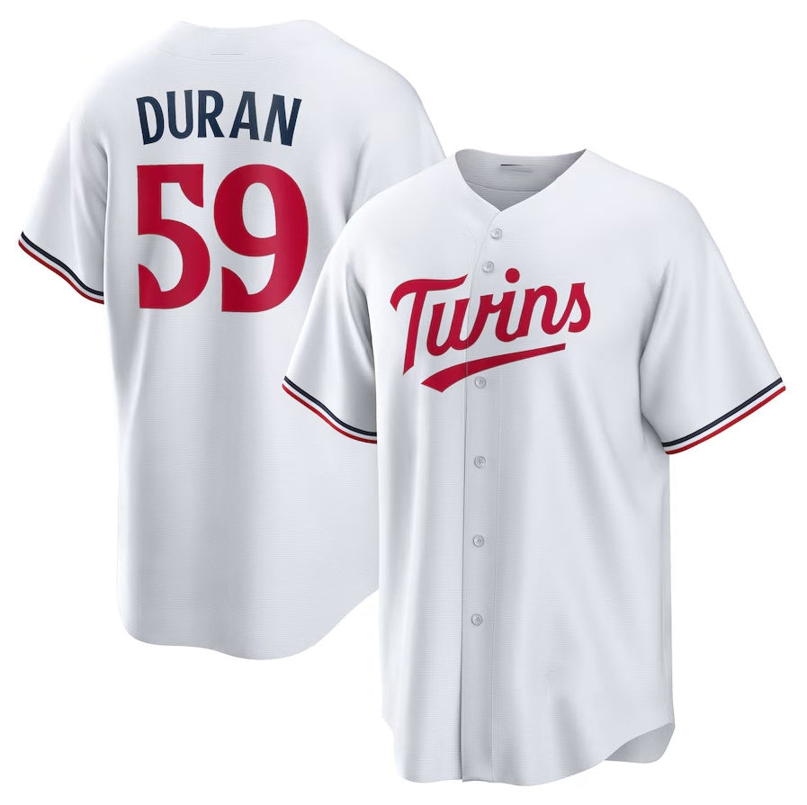 Minnesota Twins #59 Jhoan Duran Home Replica Jersey - White Stitched Baseball Jersey baseball jersey product view 1