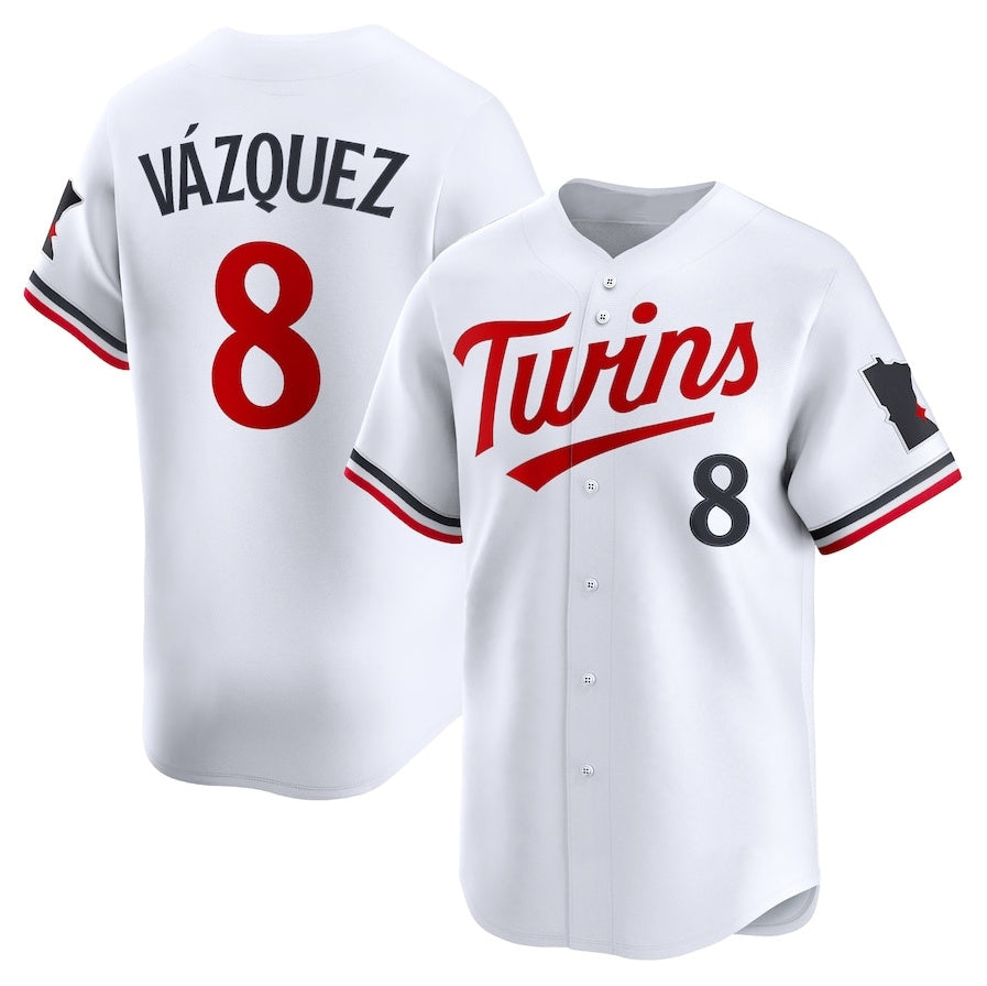 Minnesota Twins #8 Christian V¨¢zquez Home Limited Jersey - White Stitched Baseball Jersey baseball jersey product view 1