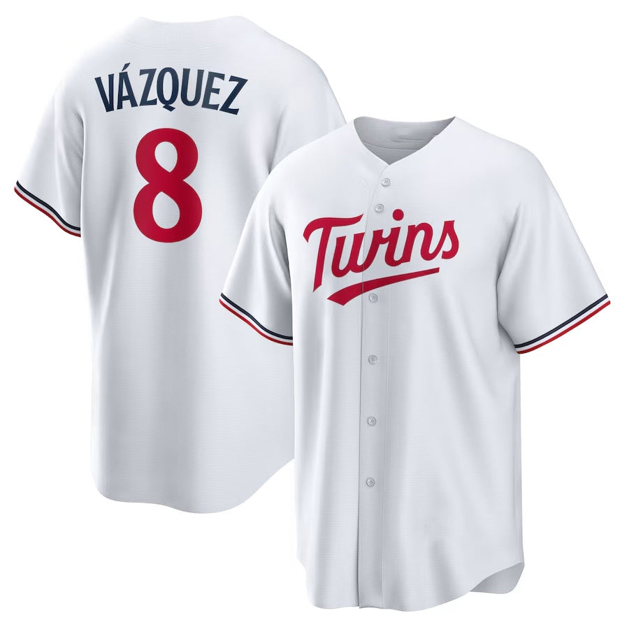 Minnesota Twins #8 Christian Vazquez Home Replica Jersey - White Stitched Baseball Jersey baseball jersey product view 1