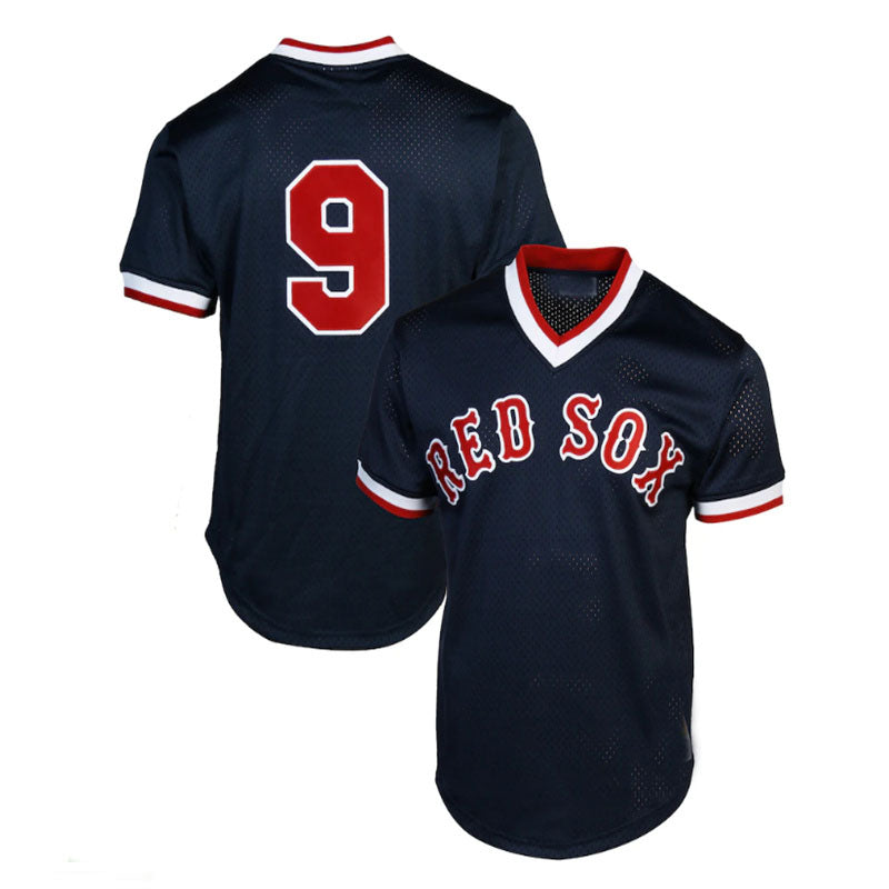Boston Red Sox Road #9 Ted Williams 1990 Authentic Cooperstown Collection Batting Practice Jersey - Navy Blue Baseball Jerseys baseball jersey product view 1