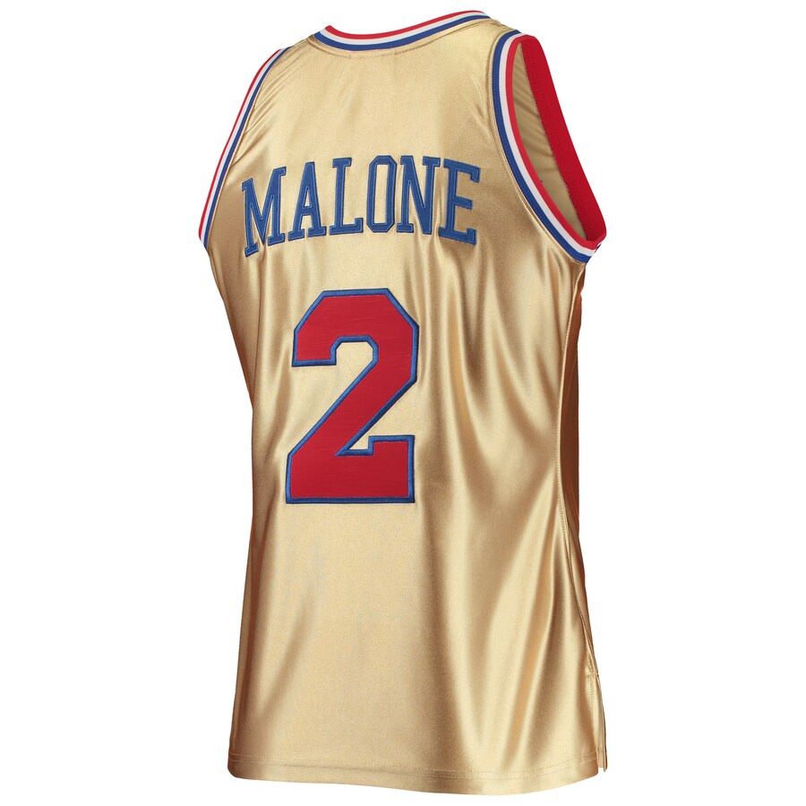 PH.76ers #2 Moses Malone 75th Anniversary 1982-83 Hardwood Classics Swingman Jersey - Gold Stitched American Basketball Jersey basketball jersey product view 1