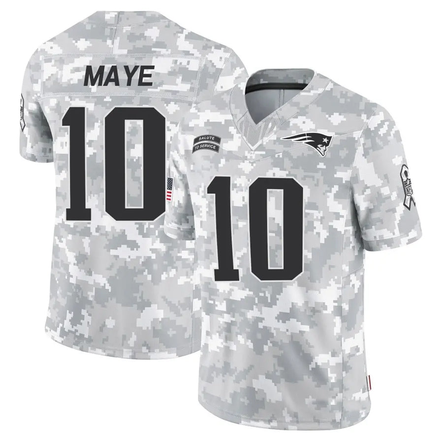NE.Patriots #10 Drake Maye Player Arctic Camo Salute to Service Limited Foothball Jerseys football jersey product view 1