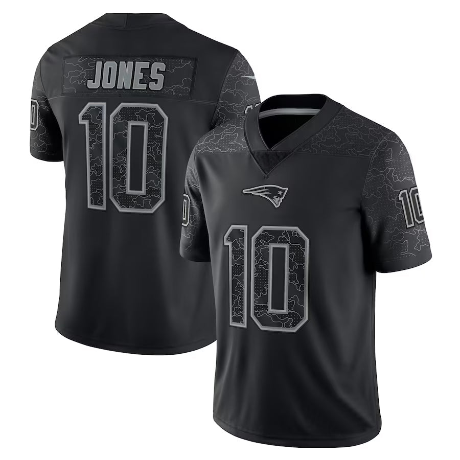 NE.Patriots #10 Drake Maye Player Black REFLECTIVE Limited Football Jerseys football jersey product view 1
