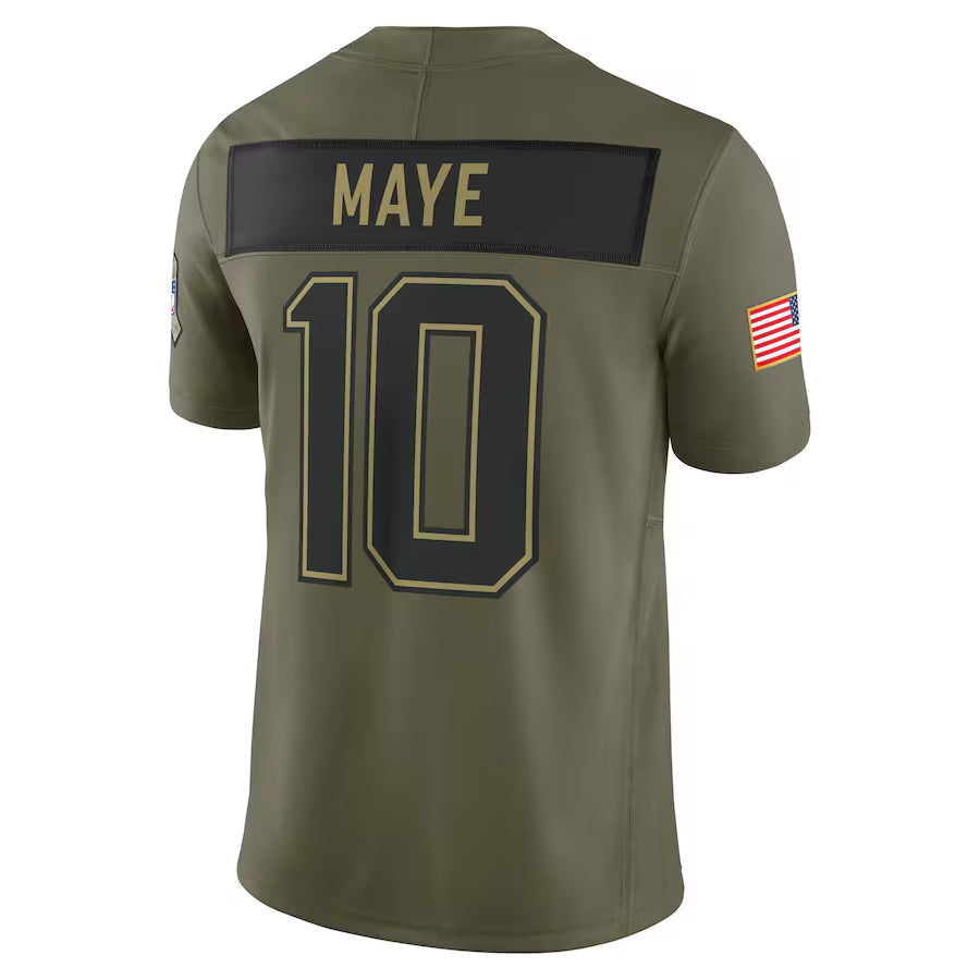 NE.Patriots #10 Drake Maye Player Olive Salute to Service Limited Football Jerseys football jersey product view 1
