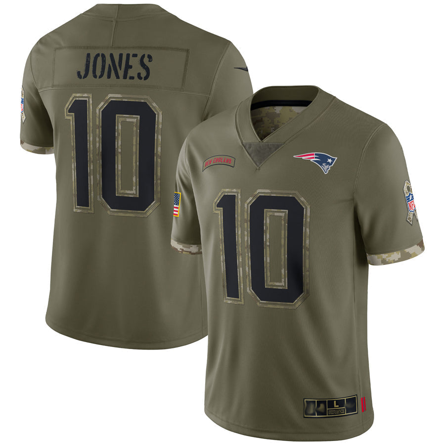 NE.Patriots #10 Drake Maye Player Salute To Service Olive Football Jerseys football jersey product view 1