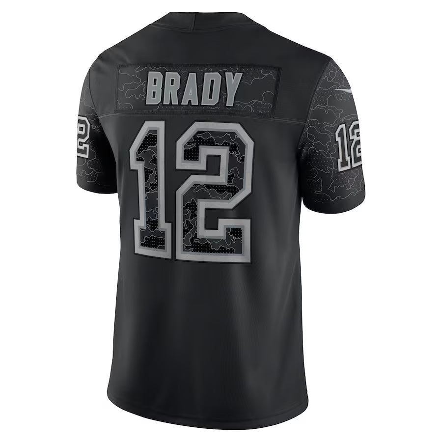 NE.Patriots #12 Tom Brady Player Black Reflective Limited Football Jerseys football jersey product view 1