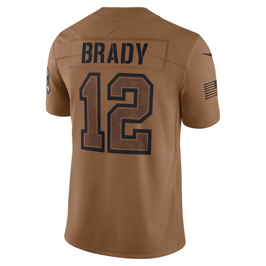 NE.Patriots #12 Tom Brady Player Brown Salute To Service Limited Foothball Jerseys football jersey product view 1