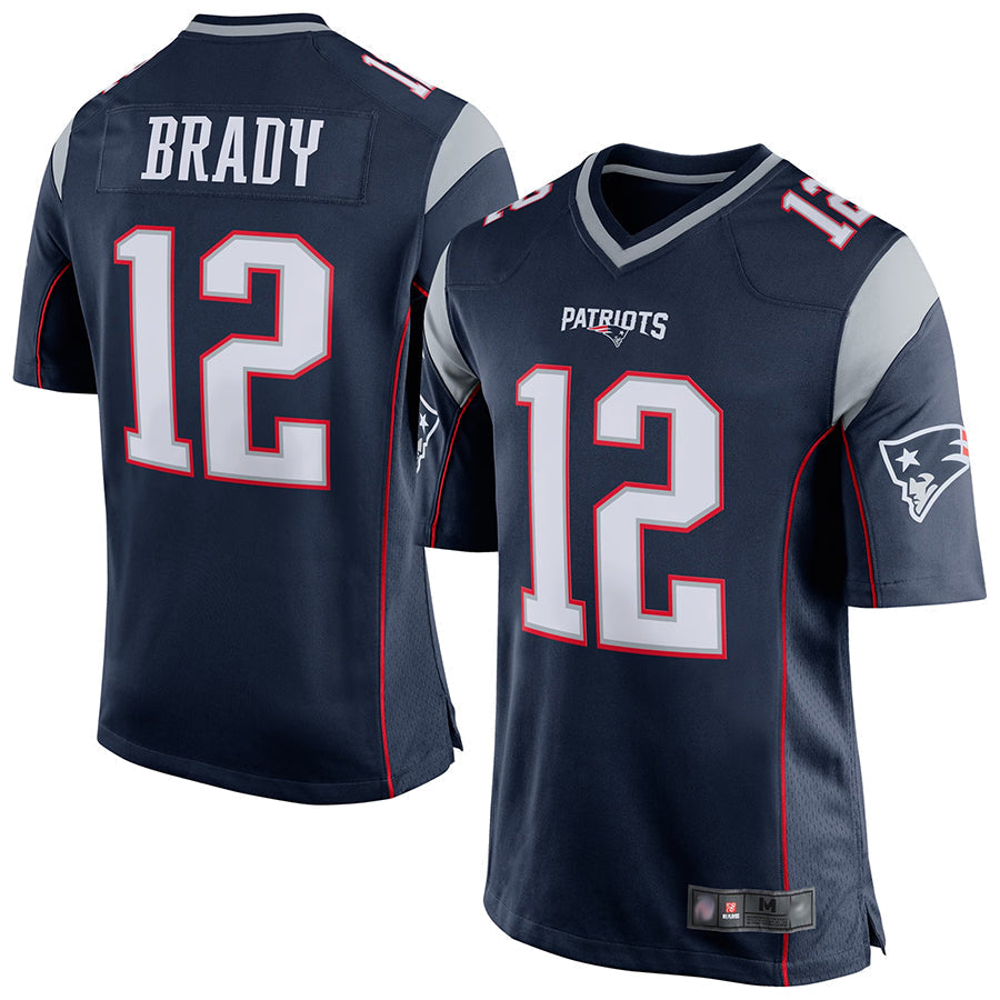 NE.Patriots #12 Tom Brady Player Navy Blue Game Football Jerseys football jersey product view 1