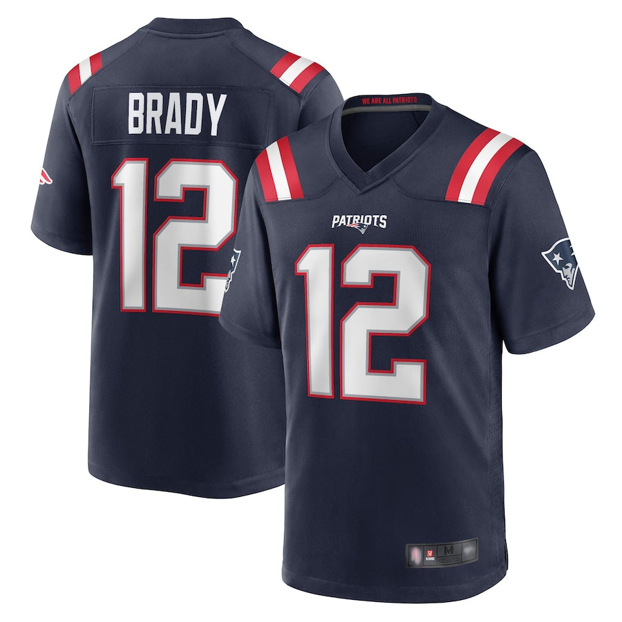NE.Patriots #12 Tom Brady Player Navy Game Replica Football Jerseys football jersey product view 1