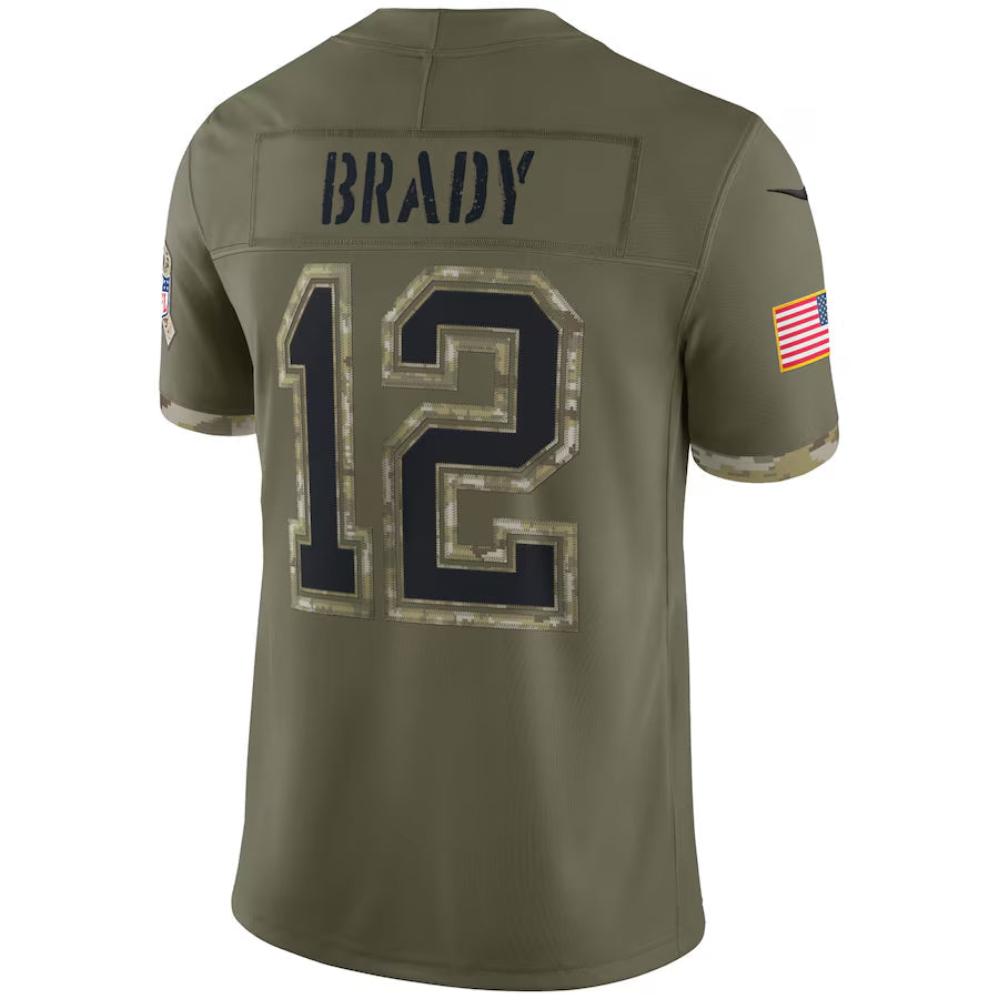 NE.Patriots #12 Tom Brady Player Olive Salute To Service Limited Foothball Jerseys football jersey product view 1