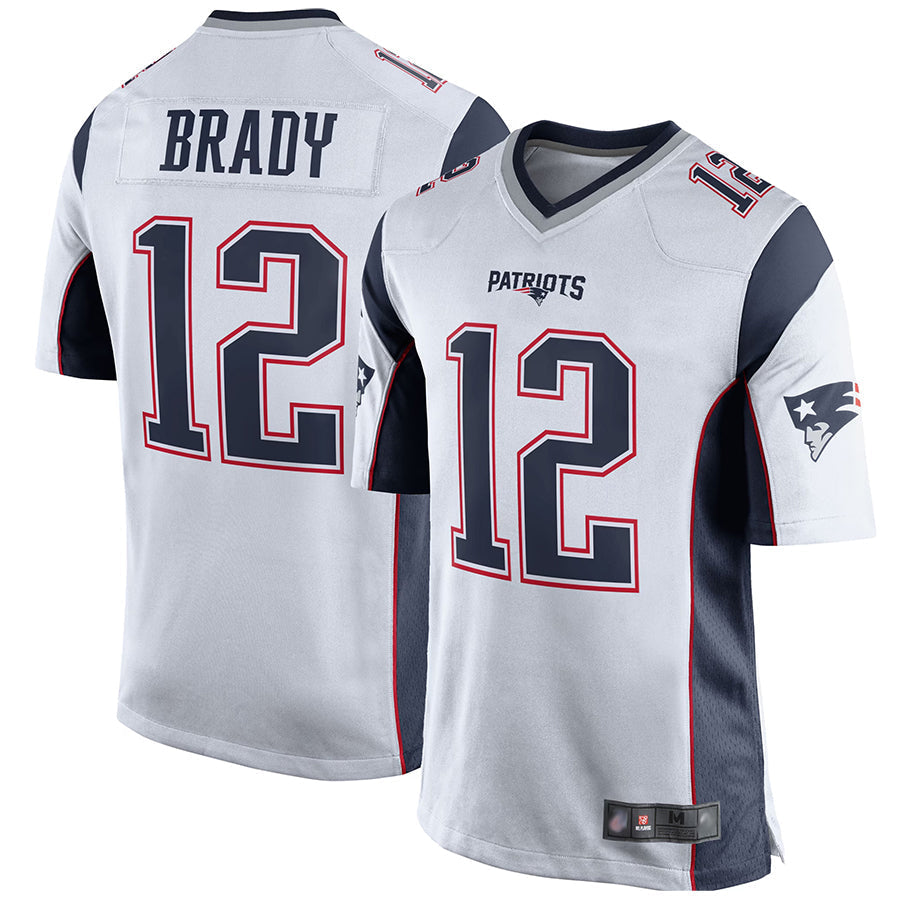 NE.Patriots #12 Tom Brady Player White Home Game Football Jerseys football jersey product view 1