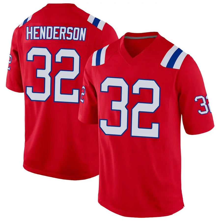 NE.Patriots #32 TreVeyon Henderson Player Red Home Game Foothball Jerseys football jersey product view 1