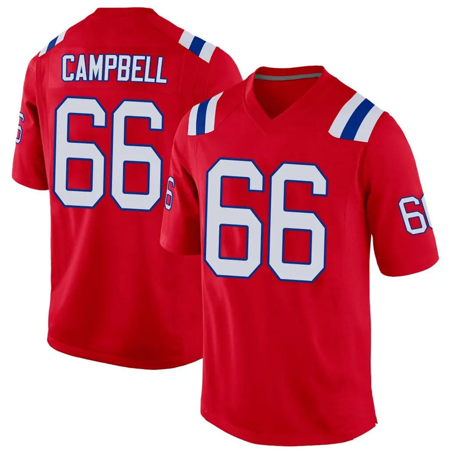 NE.Patriots #66 Will Campbell Player Red Home Game Foothball Jerseys football jersey product view 1
