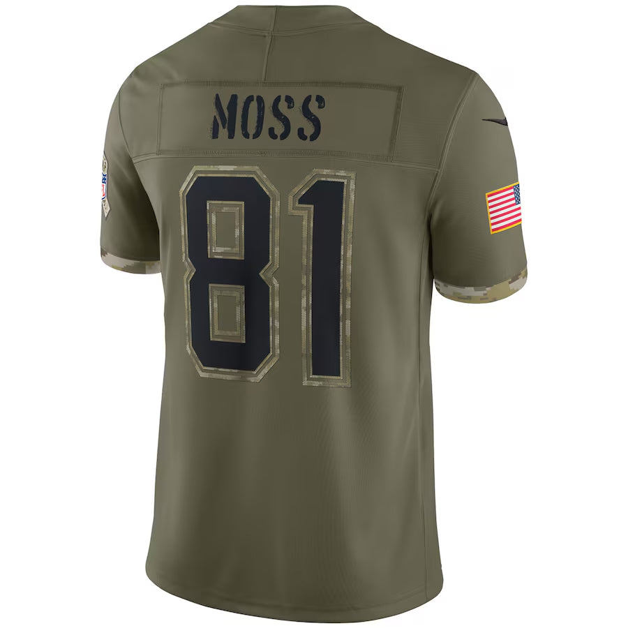 NE.Patriots #81 Randy Moss Player Olive Salute To Service Limited Football Jerseys football jersey product view 1
