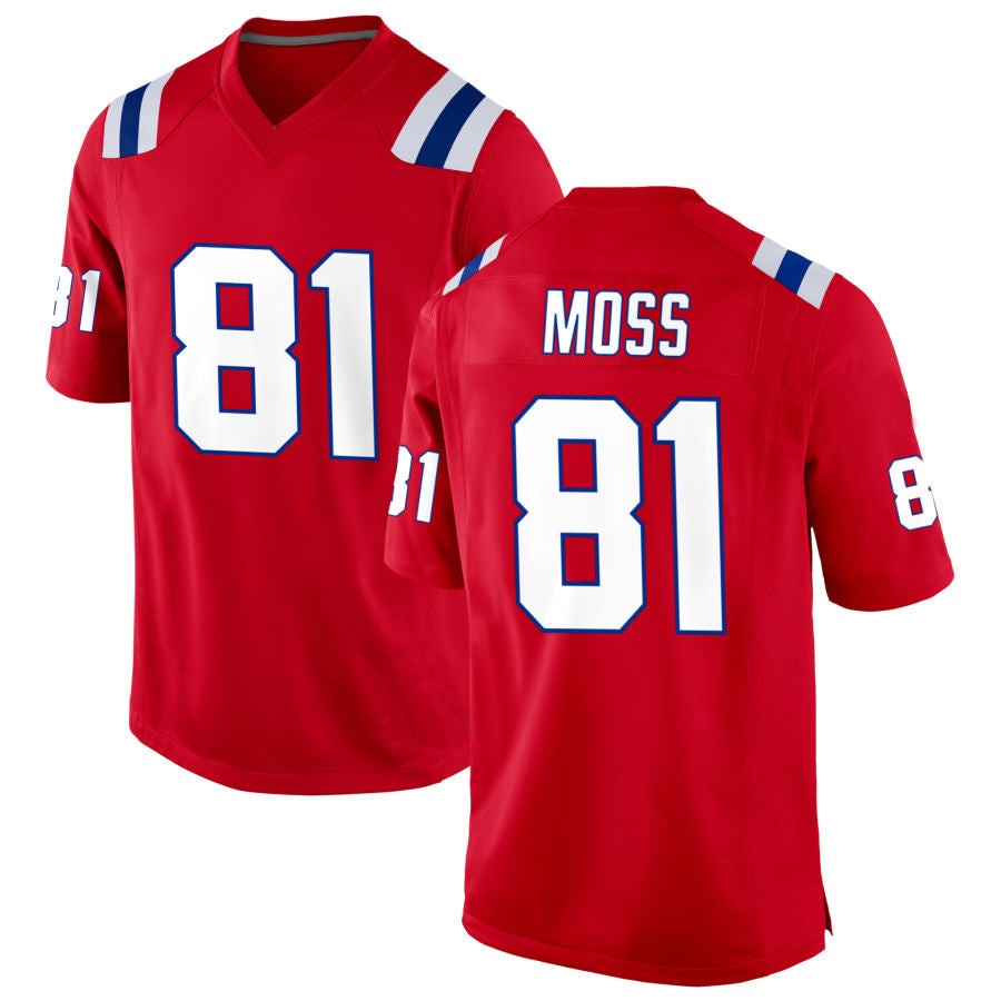 NE.Patriots #81 Randy Moss Player Red Home Game Football Jerseys football jersey product view 1