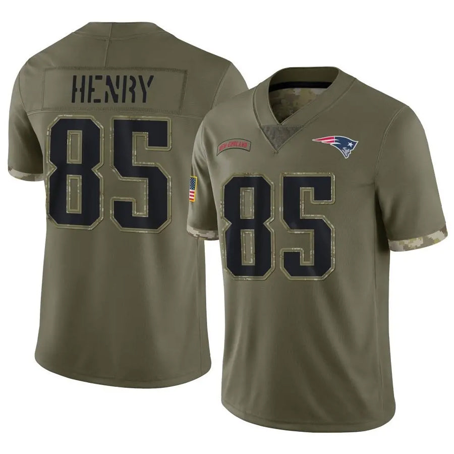 NE.Patriots #85 Hunter Henry Player Olive Salute To Service Limited Foothball Jerseys football jersey product view 1