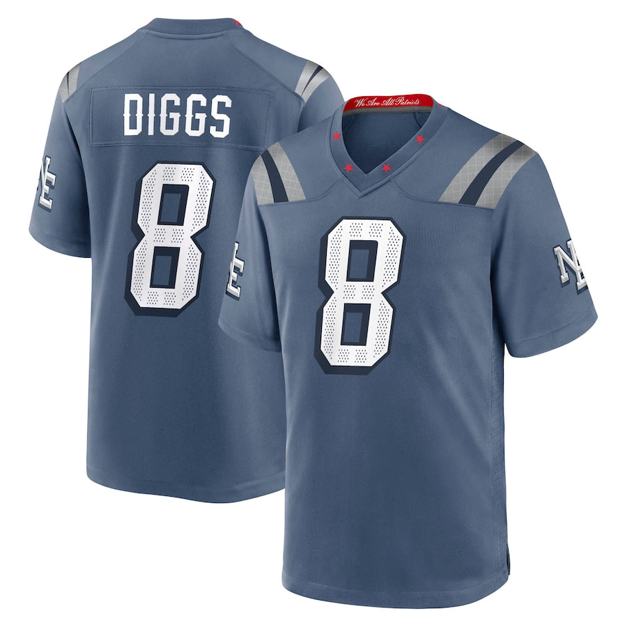 NE.Patriots #8 Stefon Diggs Player Storm Blue Rivalries Collection Game Football Jerseys football jersey product view 2