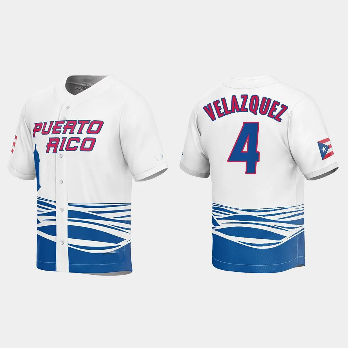 #4 NELSON VELAZQUEZ PUERTO RICO BASEBALL 2023 WORLD BASEBALL CLASSIC JERSEY ¨C WHITE Stitches Baseball Jerseys baseball jersey product view 1
