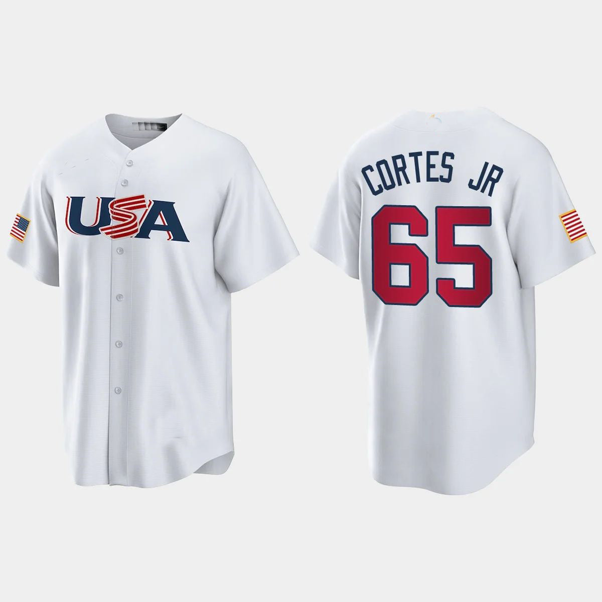 #65 NESTOR CORTES JR. NEW YORK YANKEES 2023 WORLD BASEBALL CLASSIC USA REPLICA JERSEY ¨C WHITE Stitches Baseball Jerseys baseball jersey product view 1