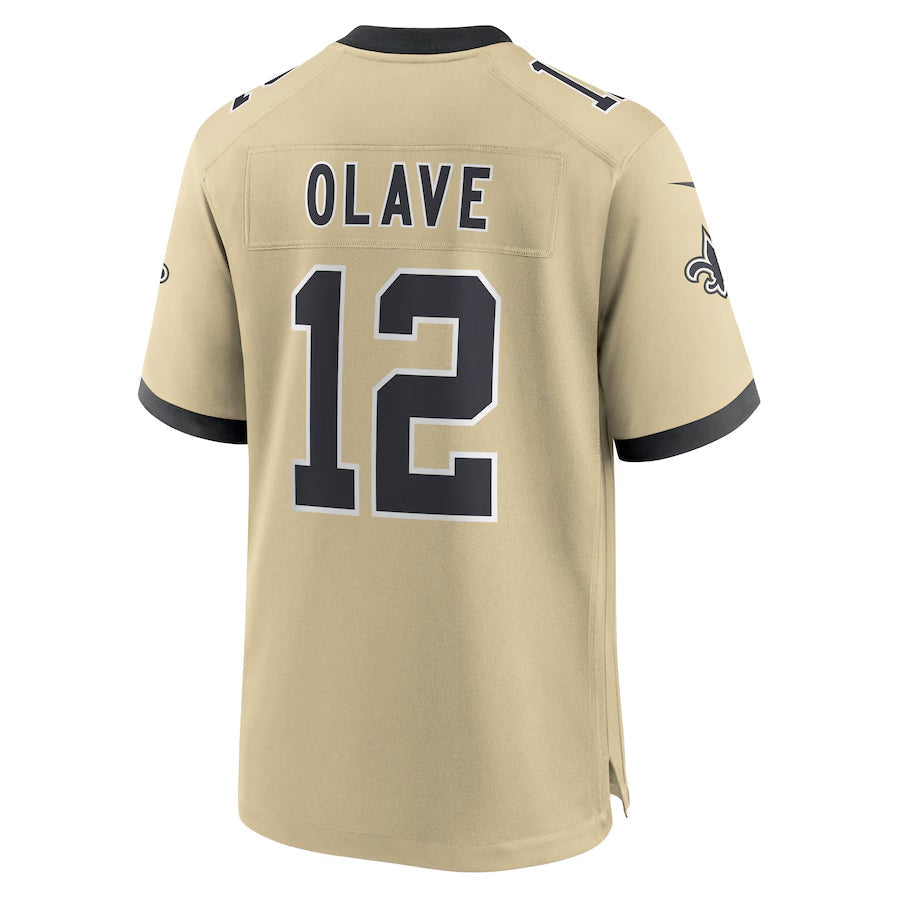 NO.Saints #12 Chris Olave Player Gold Alternate Game Football Jerseys football jersey product view 1