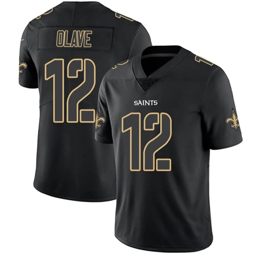NO.Saints #12 Chris Olave Player Limited Black Impact Football Jerseys football jersey product view 1