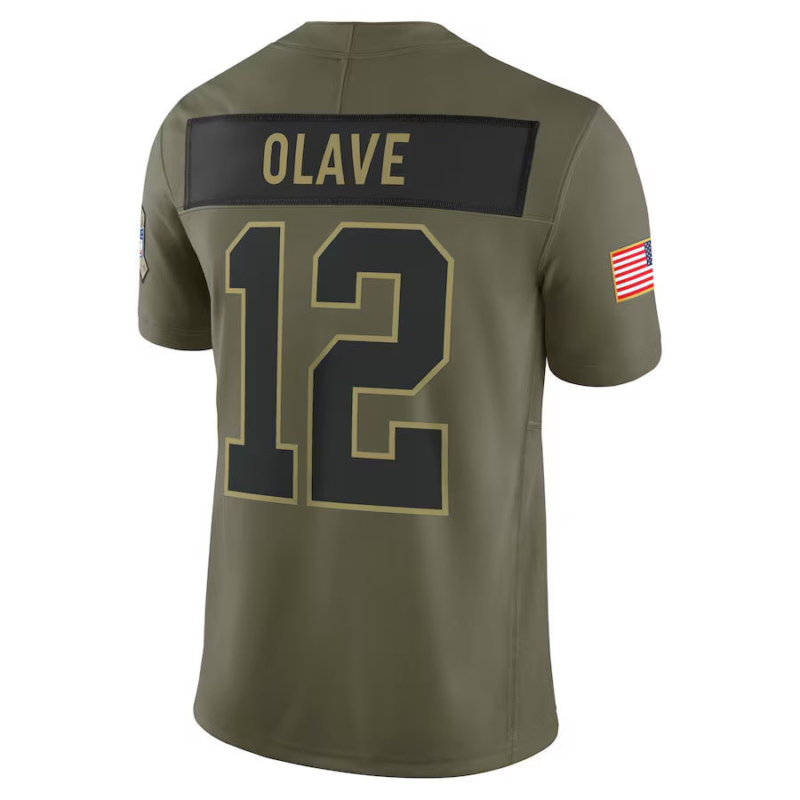 NO.Saints #12 Chris Olave Player Olive Salute to Service Limited Football Jerseys football jersey product view 1