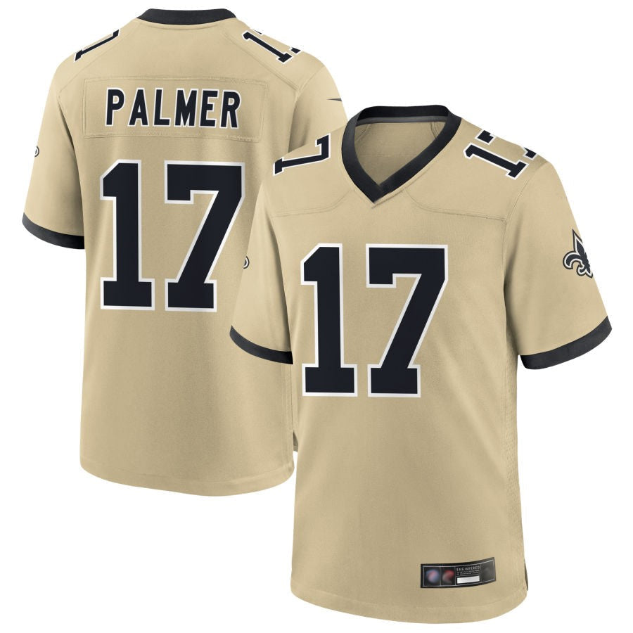 NO.Saints #17 Trey Palmer Player Gold Alternate Game Football Jerseys football jersey product view 1