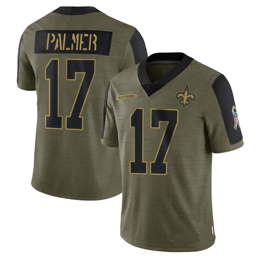 NO.Saints #17 Trey Palmer Player Salute To Service Olive Football Jerseys football jersey product view 1