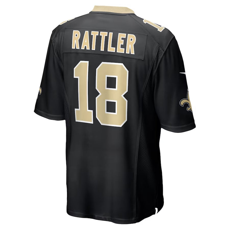 NO.Saints #18 Spencer Rattler Player Black Game Stitched American Football Jerseys football jersey product view 1