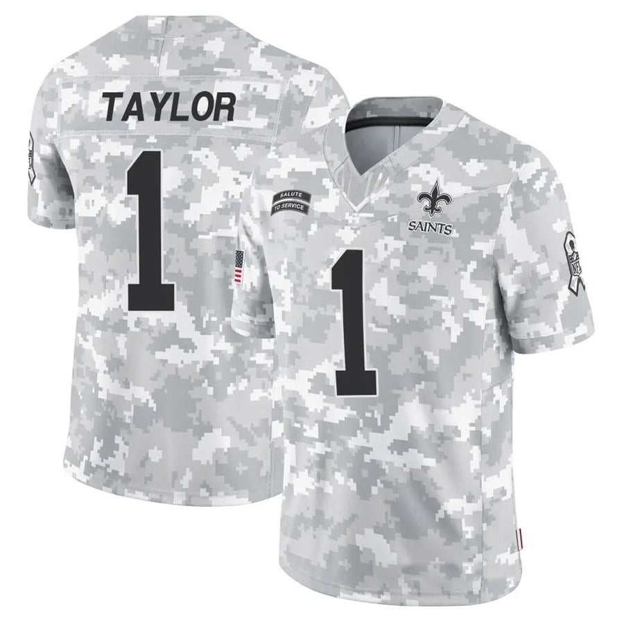 NO.Saints #1 Alontae Taylor Player Arctic Camo Salute to Service Limited Football Jerseys football jersey product view 1