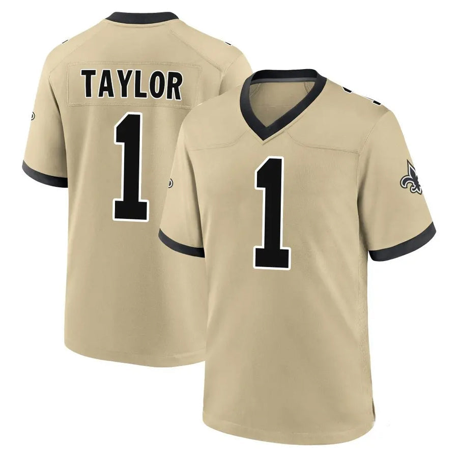 NO.Saints #1 Alontae Taylor Player Gold Alternate Game Football Jerseys football jersey product view 1