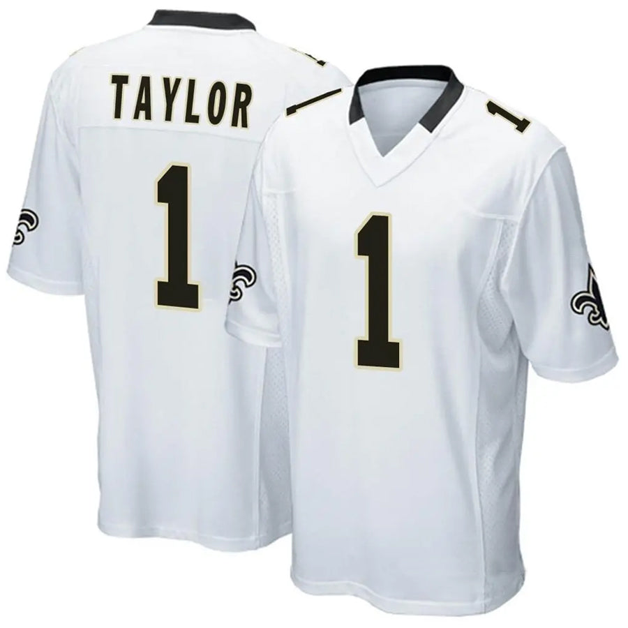 NO.Saints #1 Alontae Taylor Player White Home Game Football Jerseys football jersey product view 1
