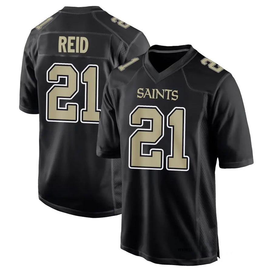 NO.Saints #21 Justin Reid Player Carbon Black Fashion Game Football Jerseys football jersey product view 1