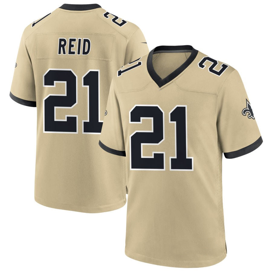 NO.Saints #21 Justin Reid Player Gold Alternate Game Football Jerseys football jersey product view 1