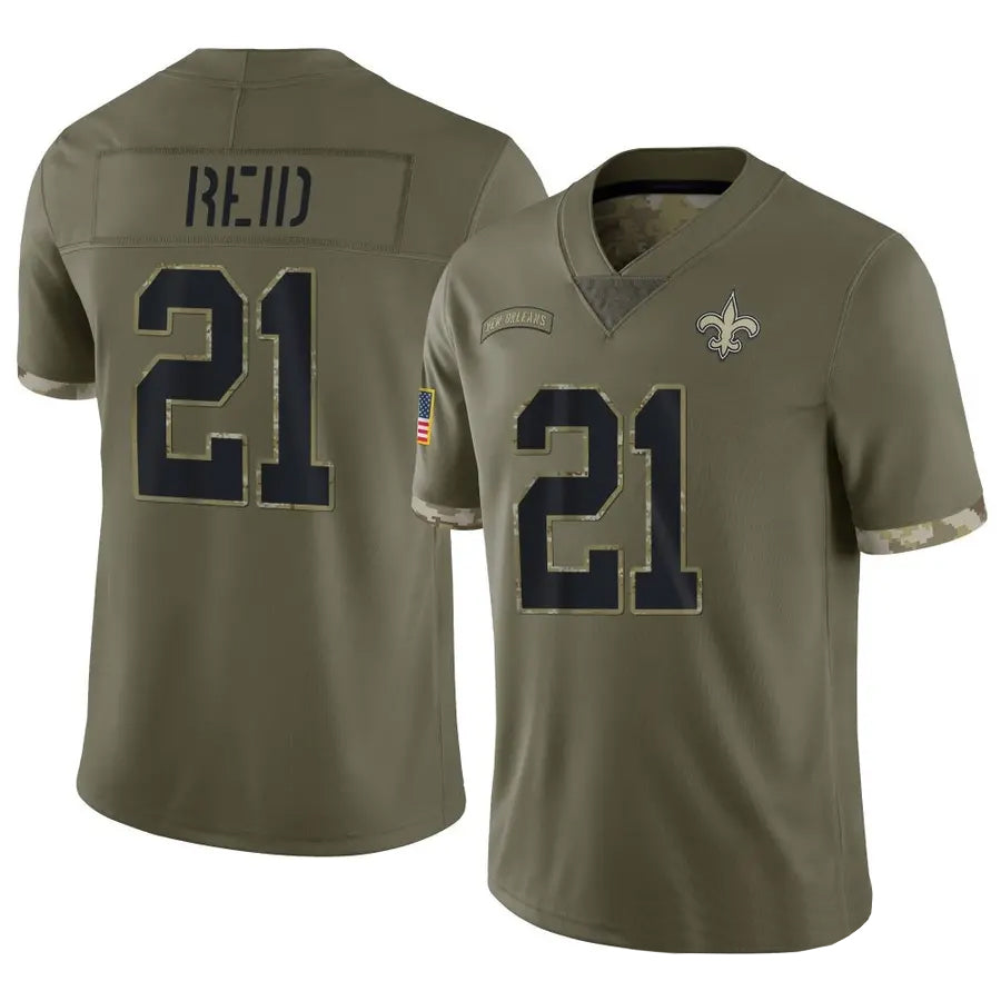 NO.Saints #21 Justin Reid Player Salute To Service Olive Football Jerseys football jersey product view 1