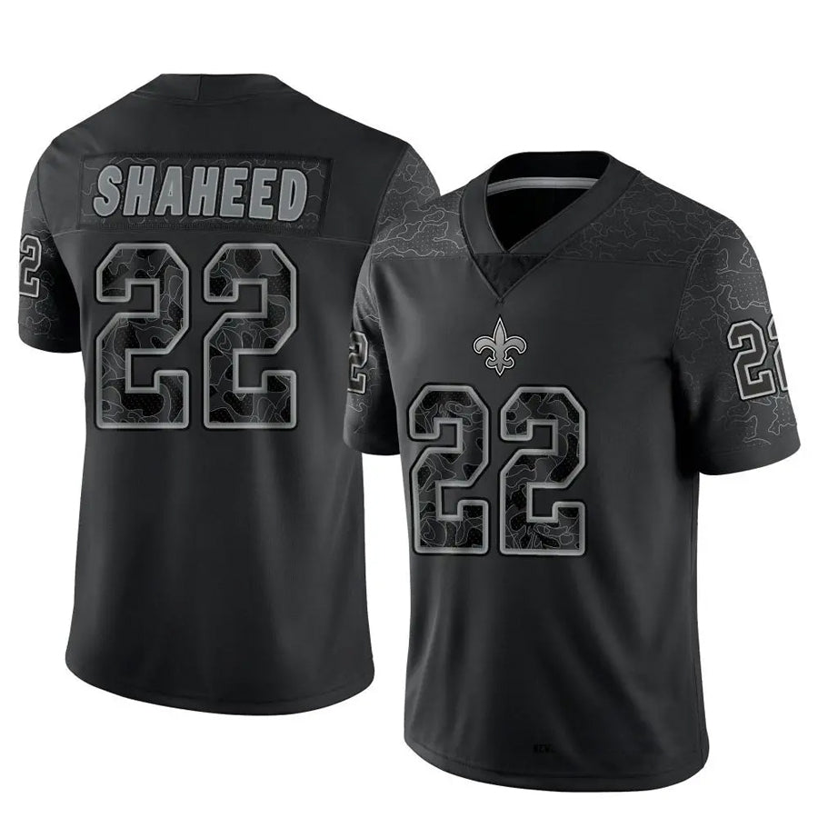 NO.Saints #22 Rashid Shaheed Player Black RFLCTV Limited Football Jerseys football jersey product view 1